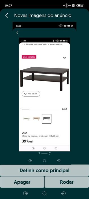 Mesa de sala pequena em madeira