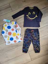 2 koszulki(nowa) + długie spodnie 86 12-18 chłopięce niemowlęce wzór