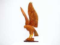 Rzeźba Figura Drewniana Jastrząb Sokół Ptak na Polowaniu Orzeł Drewno