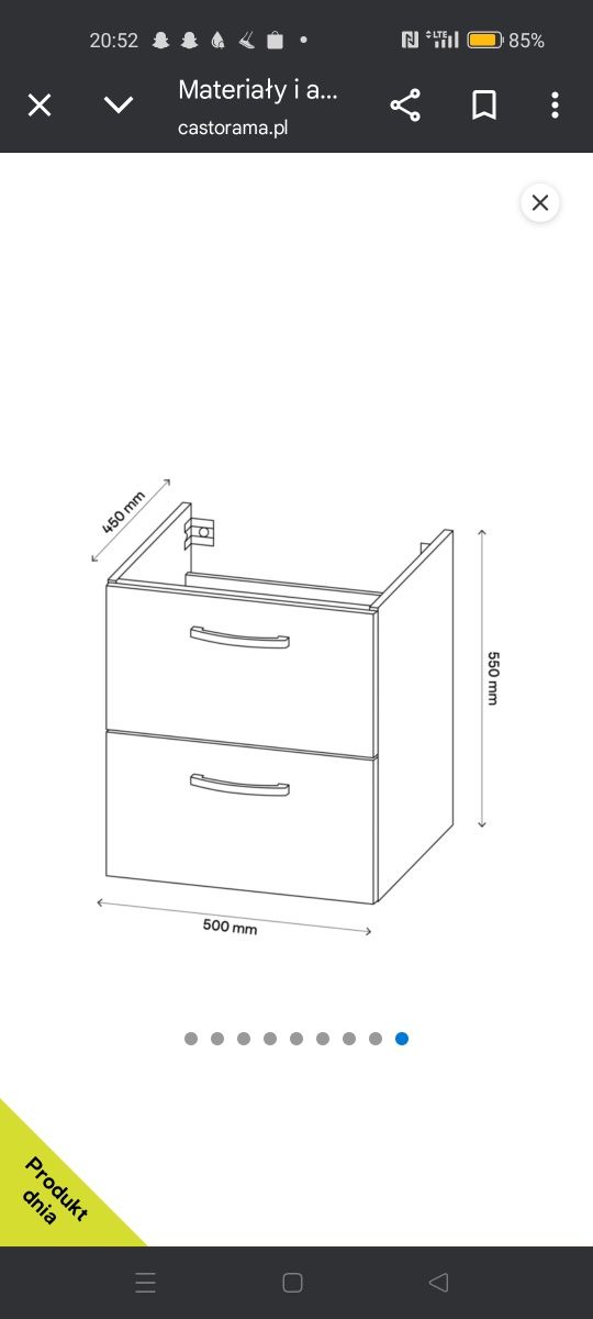 Szafka pod umywalkę Aruna wisząca 50 cm biała