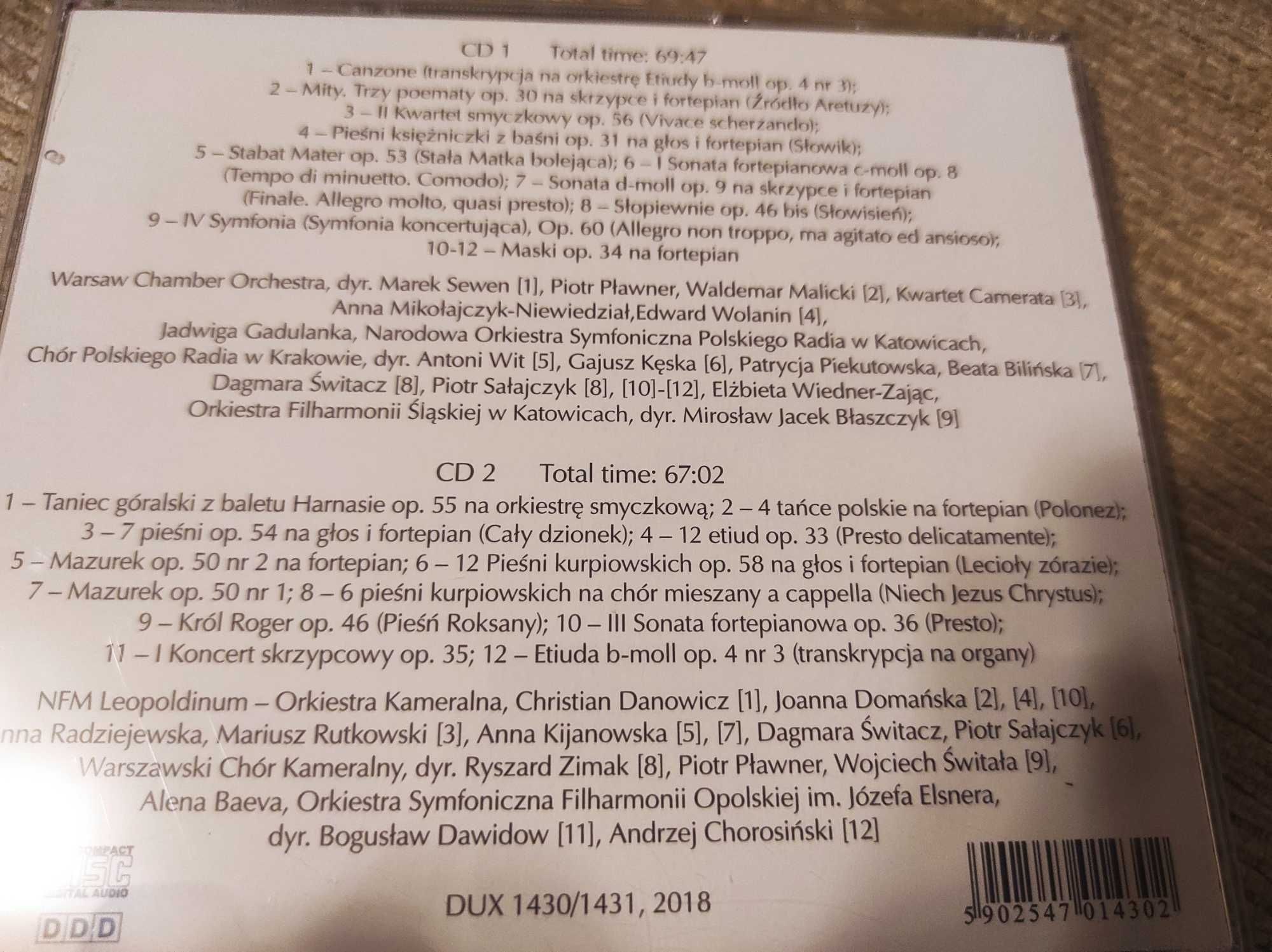 Płyta CD X2, Szymanowski, To, co najpiękniejsze.