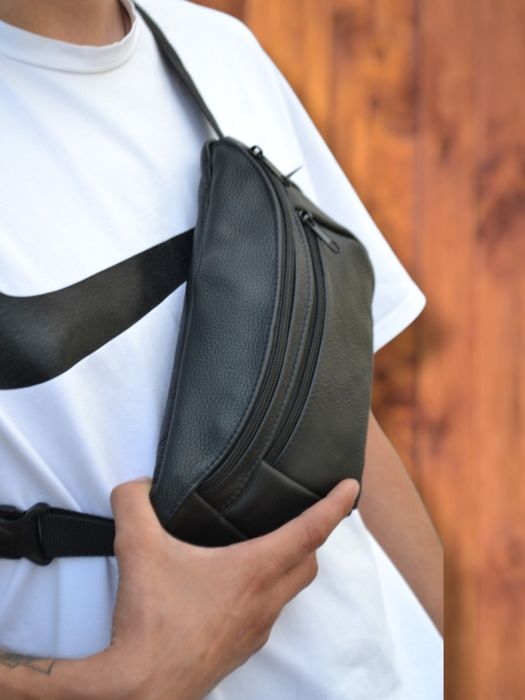 Шкіряна сумка бананка натуральна шкіра чоловіча жіноча кожа кожаная