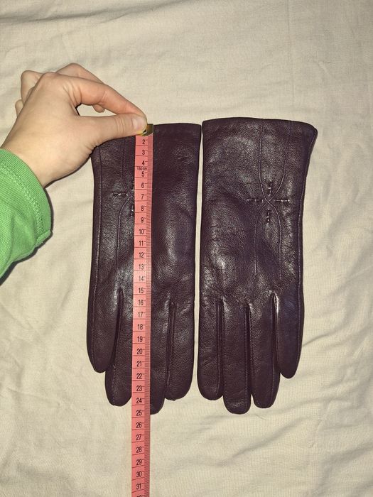 Fioletowe skórzane rękawiczki rozmiar 20  L