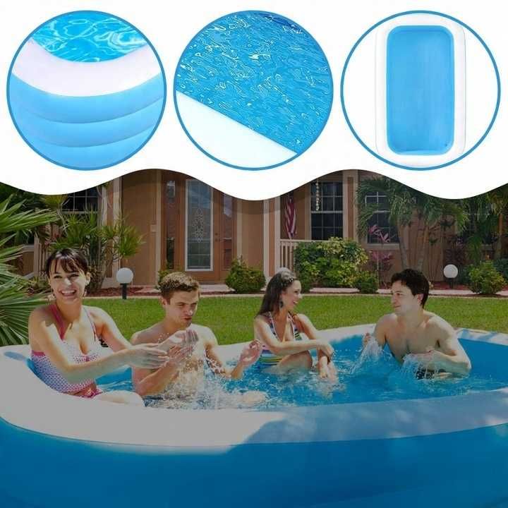 Basen ogrodowy dmuchany rodzinny prostokątny do ogrodu xxl 185 x 130cm