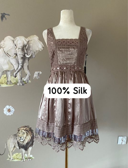 Jedwabna sukienka vintage romantic sukienka z jedwabiu wesele druhna