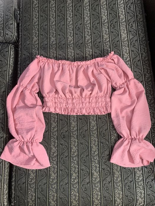 Топ пильнорожевий з довгими рукавами розмір хс