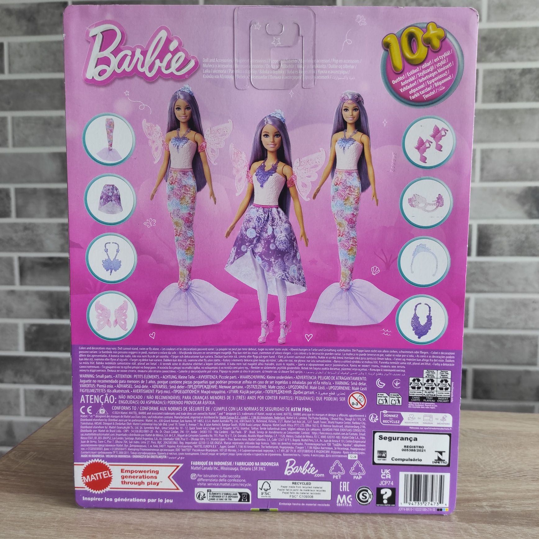 Lalka Barbie syrenka magiczna wróżka lalka z ubraniami i akcesoriami