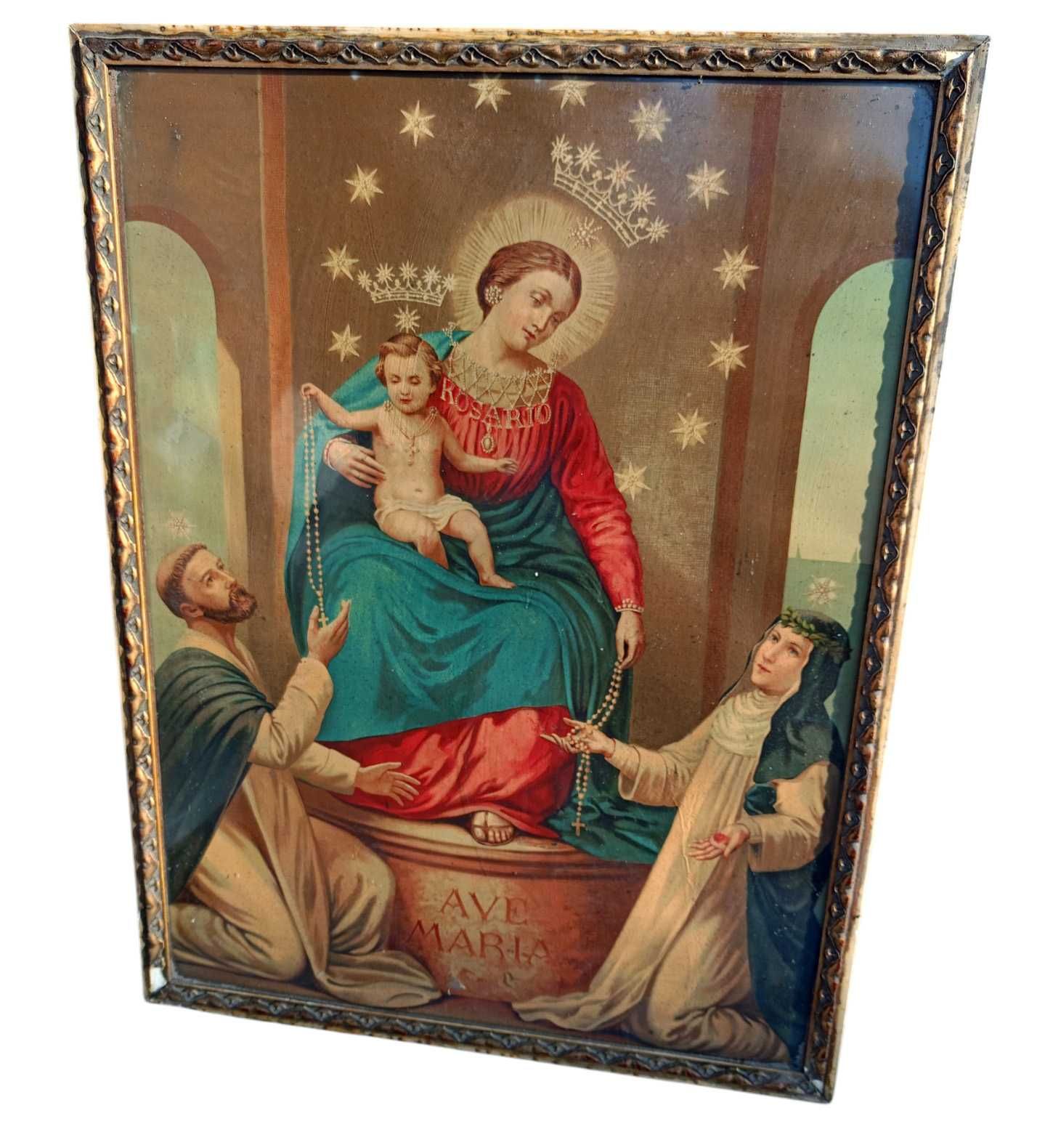 Matka Boska Różańcowa Pompejańska stary oleodruk