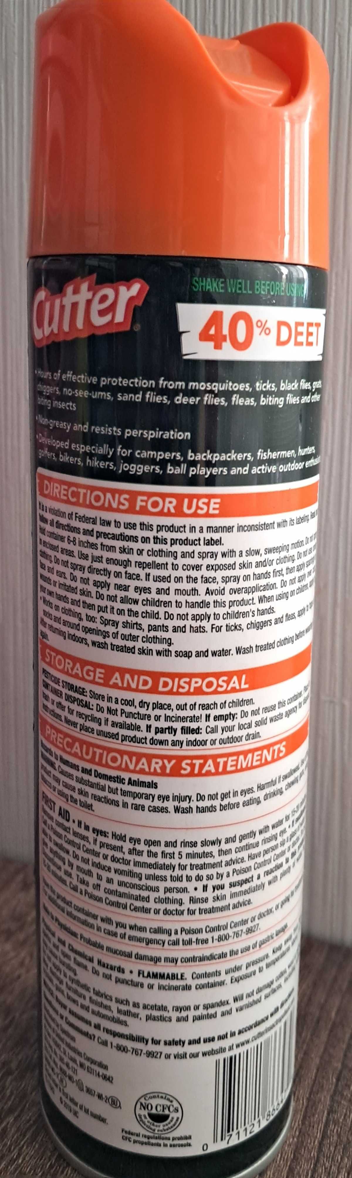 Аерозоль від комарів Cutter Backwoods Insect Repellent 40% Deet США