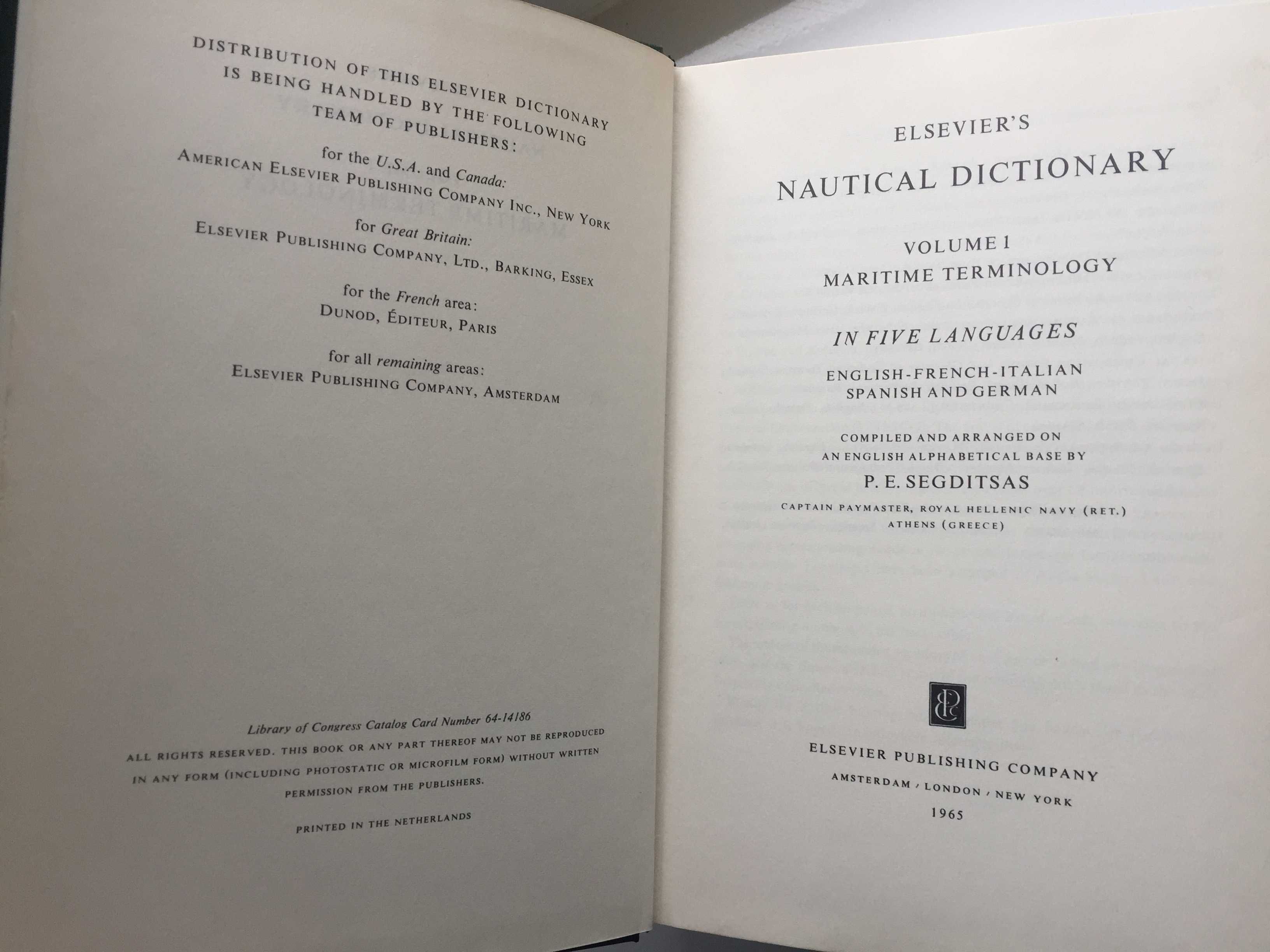 SEGDITSAS Elsevier's Nautical dictionary Słownik Morski Vol.1-2
