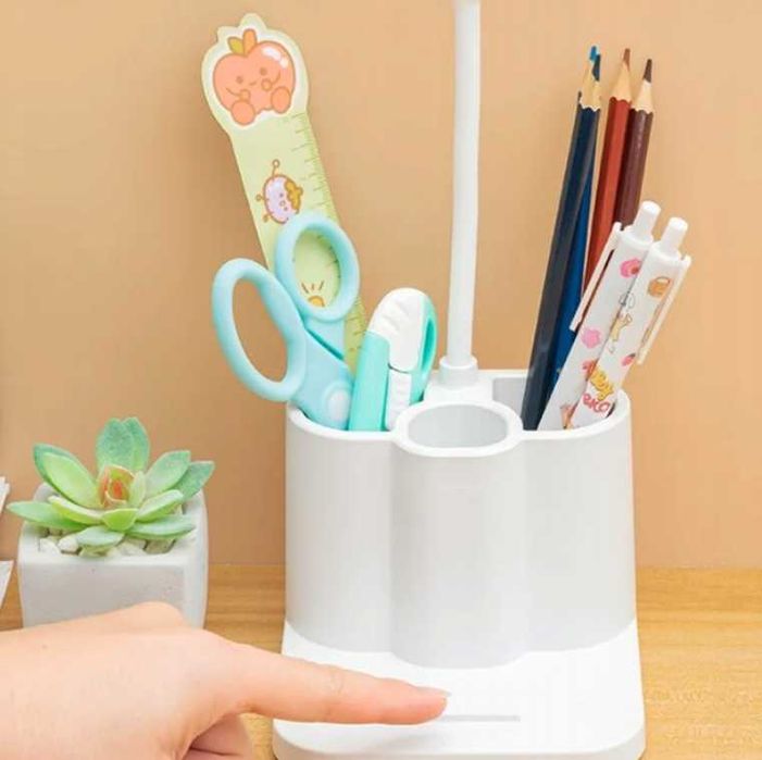 LAMPKA BIURKOWA regulowana LED z organizerem biała mocna do pokoju