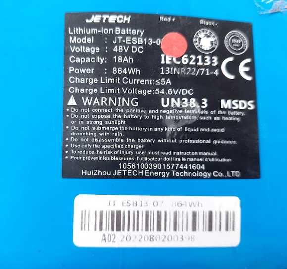 Bateria do Hulajnogi Elektrycznej Jetech 48v 18Ah 21700