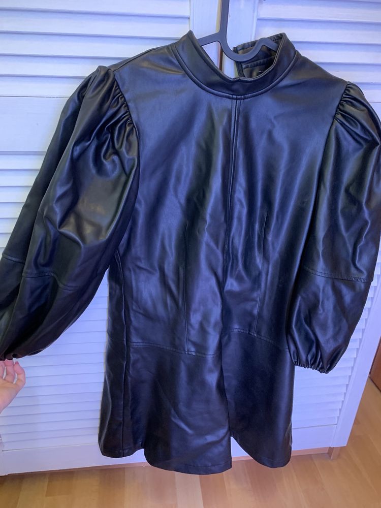Sukienka rozkloszowana czarna skórzana topshop xs nowa bez metki