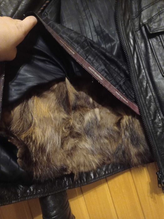 Зимня кожана куртка чоловіча осінь/зима 50 розмір