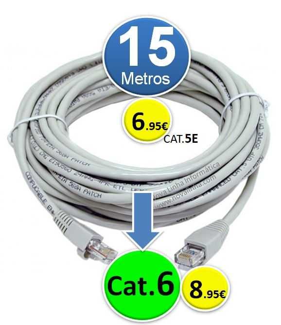 Cabos de Rede Rj45 | 10M | 15M | 20M | 30 | 50 Metros - 9 escolhas
