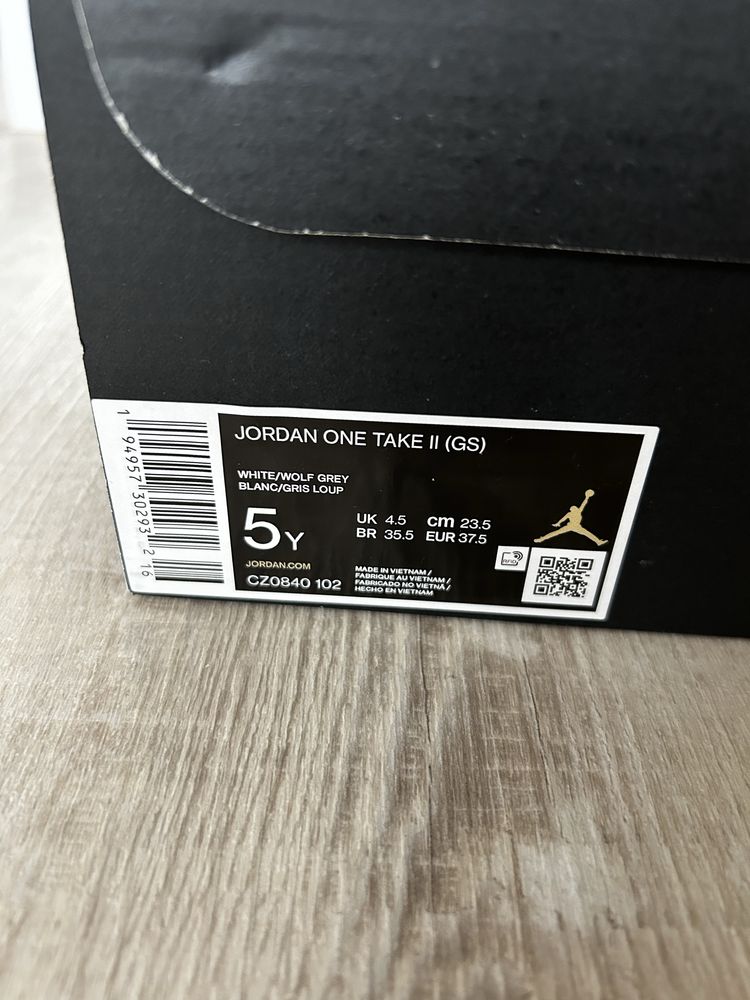 JORDAN ONE TAKE II (GS), White, rozm. 37,5