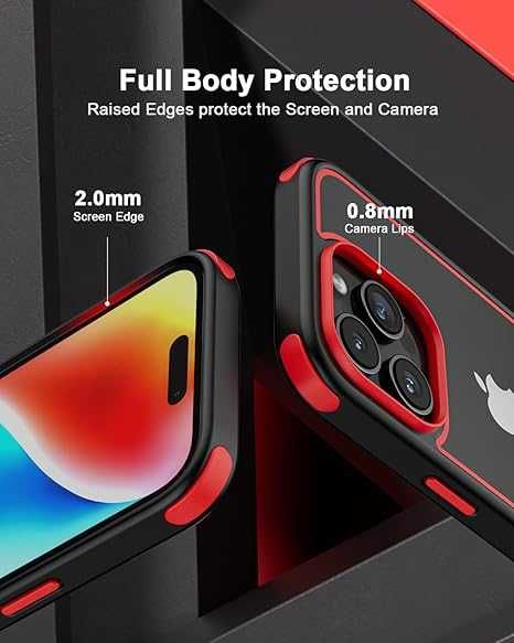 Plecki etui MobNano iPhone 14 Pro Max czarny czerwony wzmocniona ramka