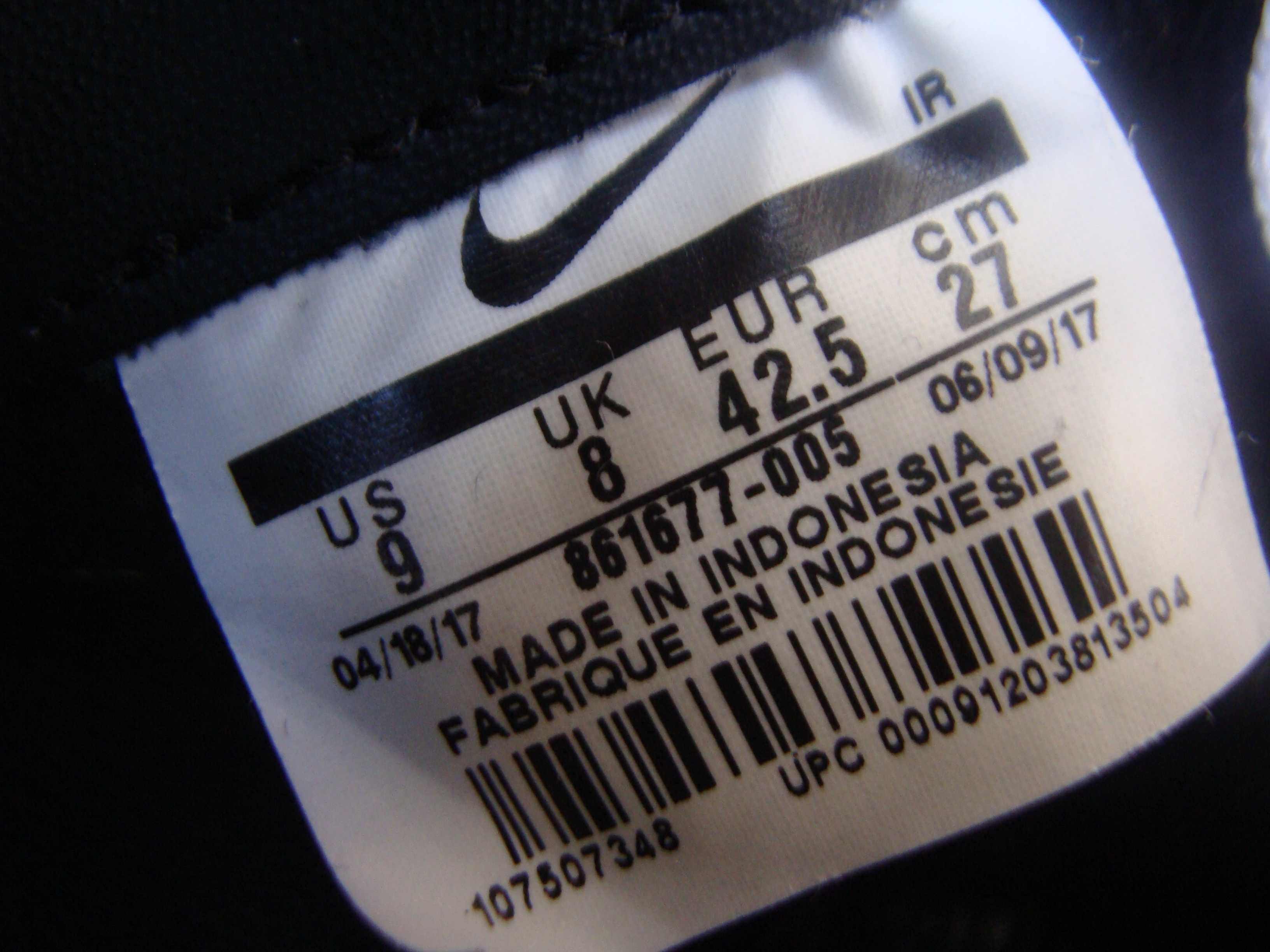 42.5/27 см Nike cortez кроссовки черные кожаные оригинал