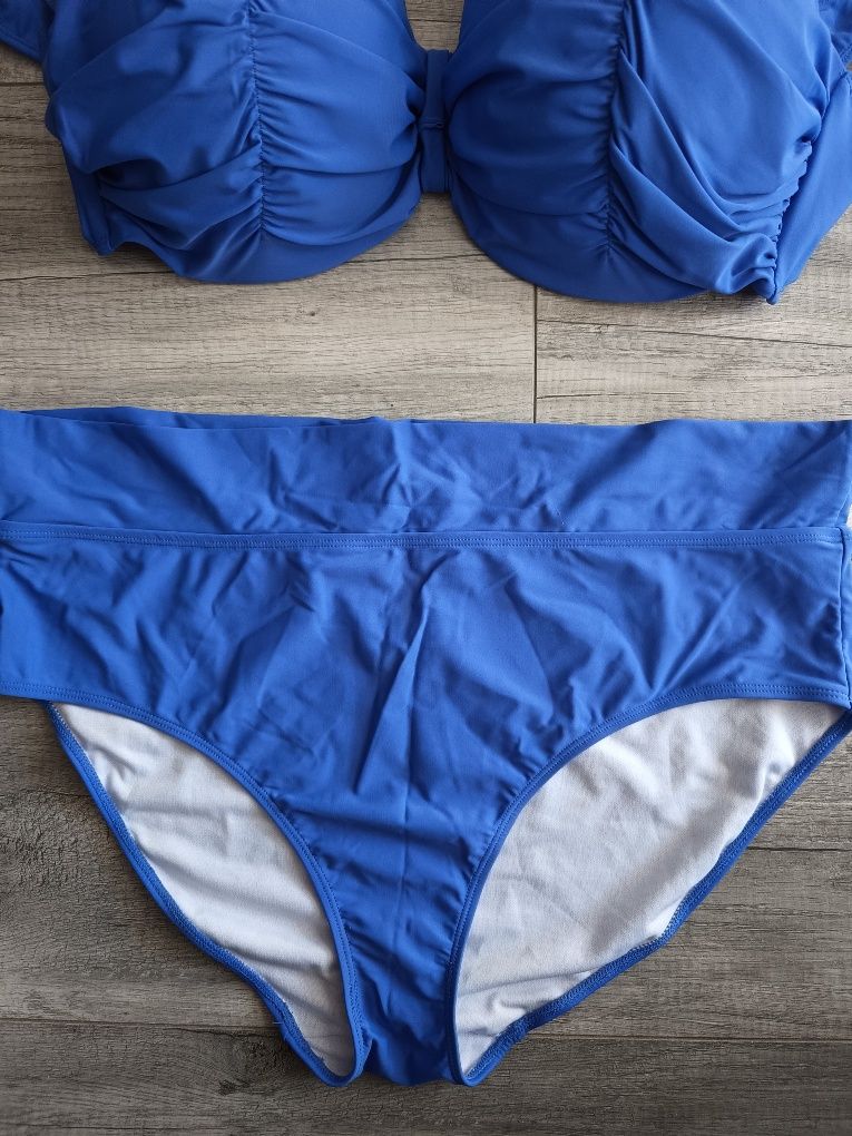 Duży niebieski strój kąpielowy bikini biustonosz 100F rozm 52
