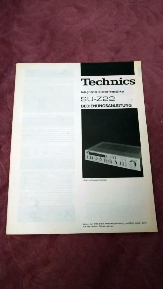 Мануал manual инструкция к интегральному усилитель Technics Su-Z22