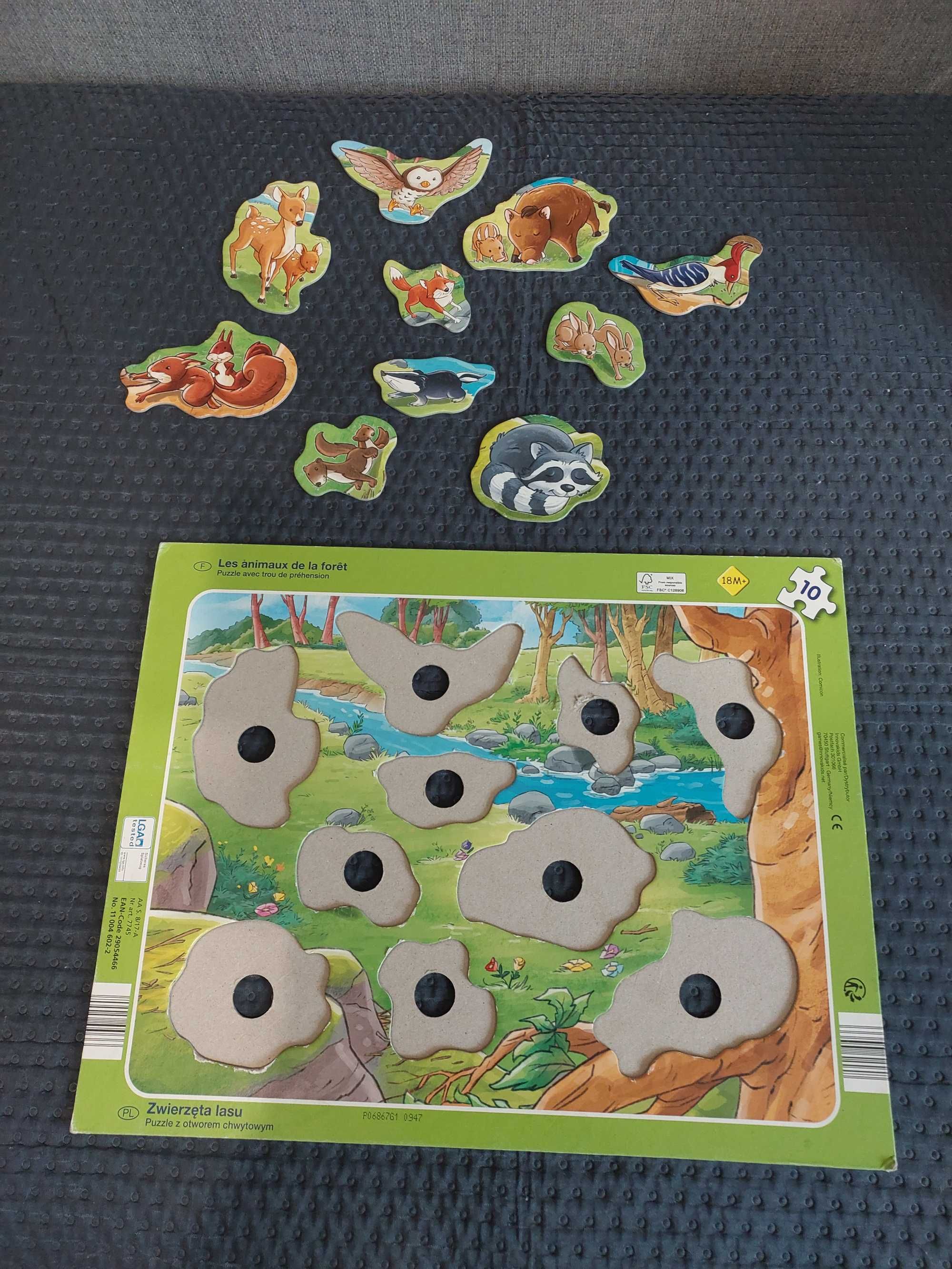 Puzzle z otworem chwytowym Zwierzątka lasu plus grais książeczka