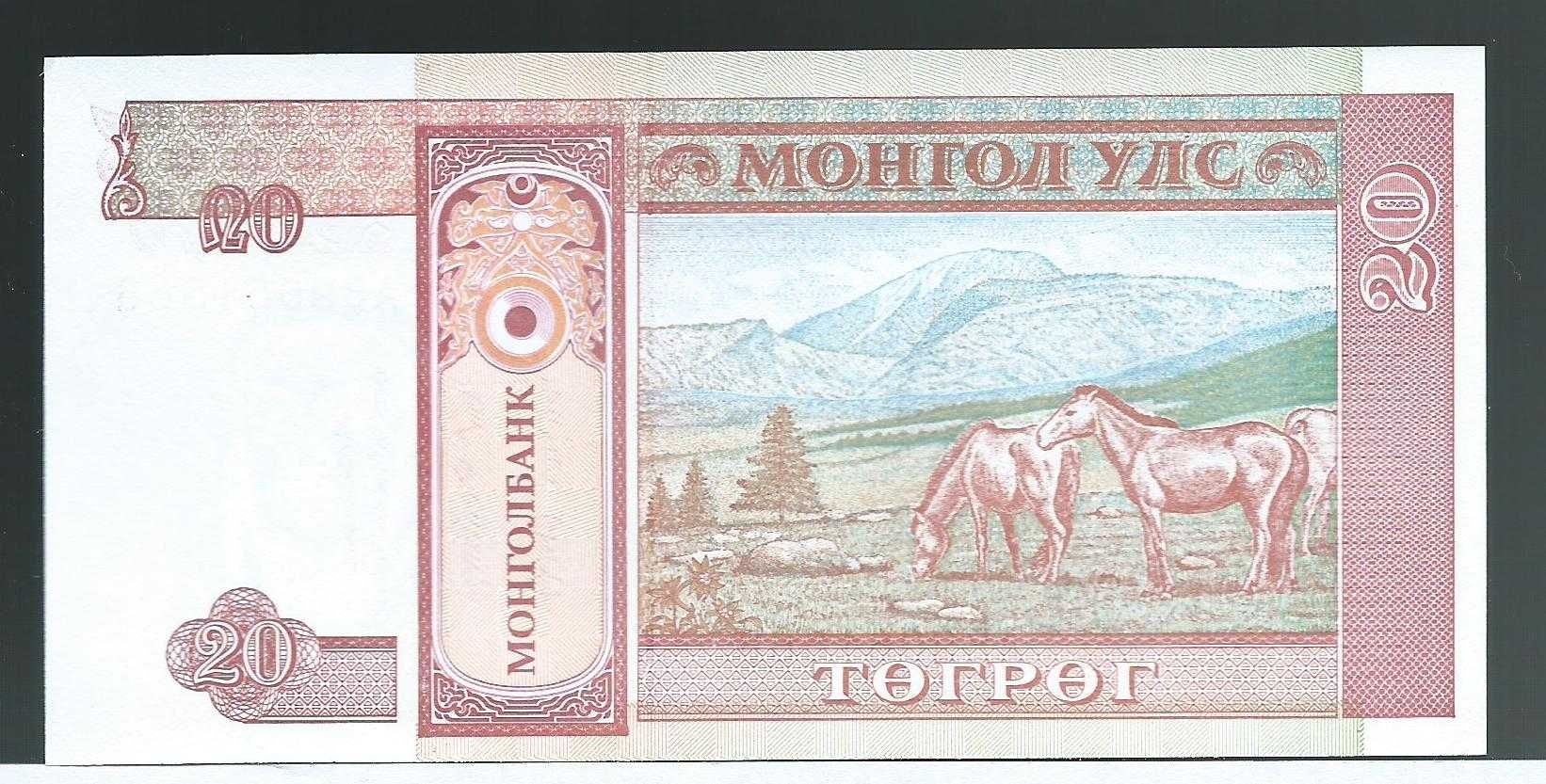 Banknot Mongolia 20 tugrik 1993 - stan UNC