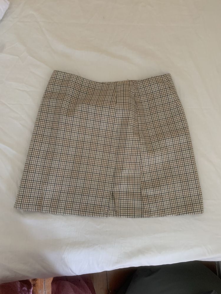 Checker pattern pencil skirt