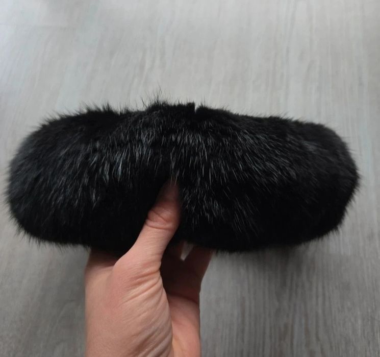 Opaska na głowę toczek z naturalnych norek na gumce rozmiar uniwersaln
