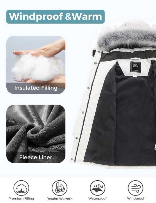 Зимняя теплая парка капюшон,водо-ветронепроницаемая куртка р.140–146