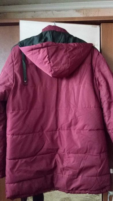 Куртка зимова чоловіча, поліестер, з капюшоном, бордова, розмір 50-52