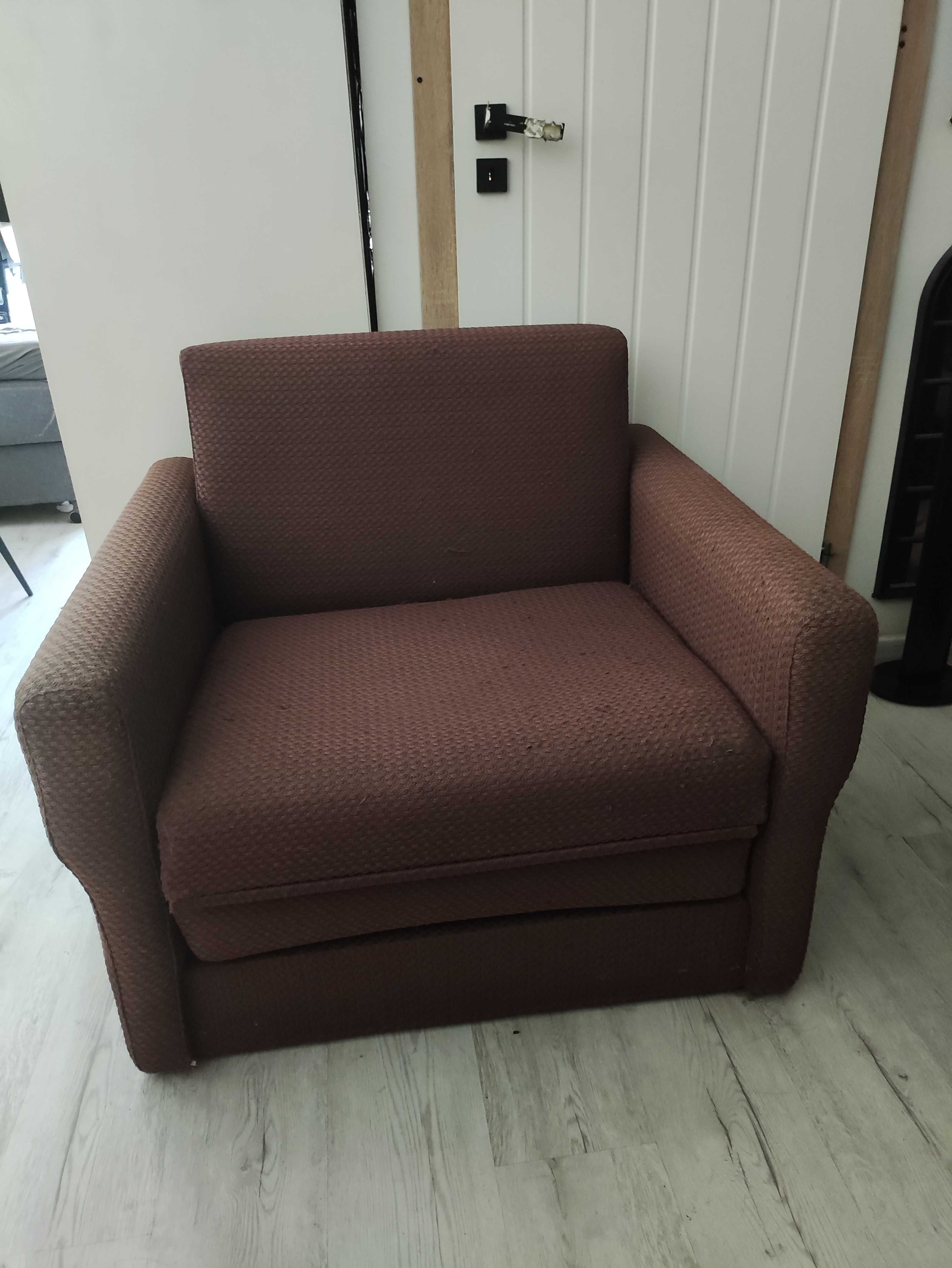 Fotel Rozkładany Łóżko Jednoosobowy jednoosobówka Tapczan Sofa brązowe