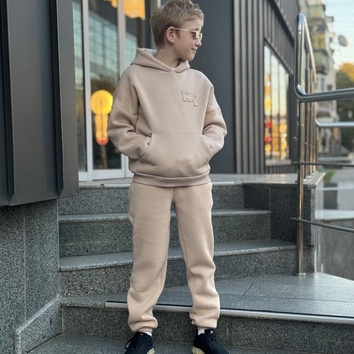 Дитячий теплий спортивний костюм Детский черный теплый костюм на флисе