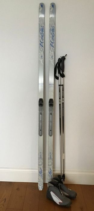 Narty biegowe damskie komplet z butami, kijki i pokrowiec!!