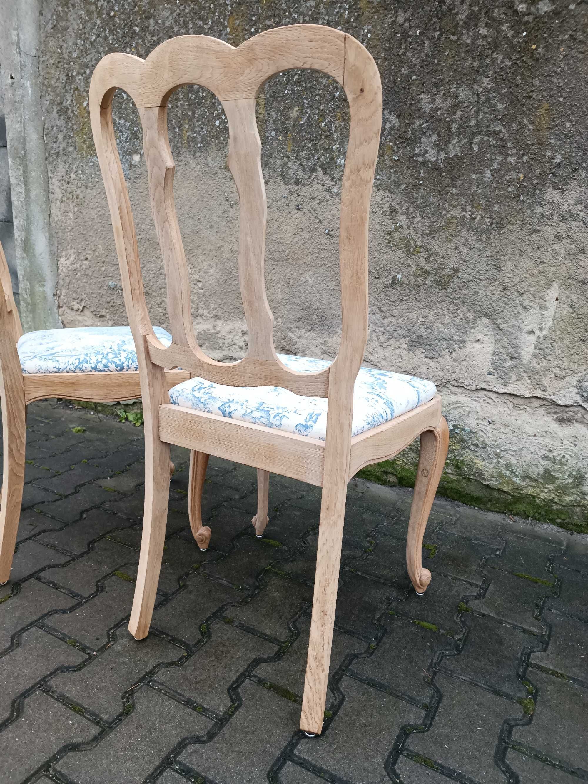 Krzesła drewniane tapicerowane rustykalne boho ludwik