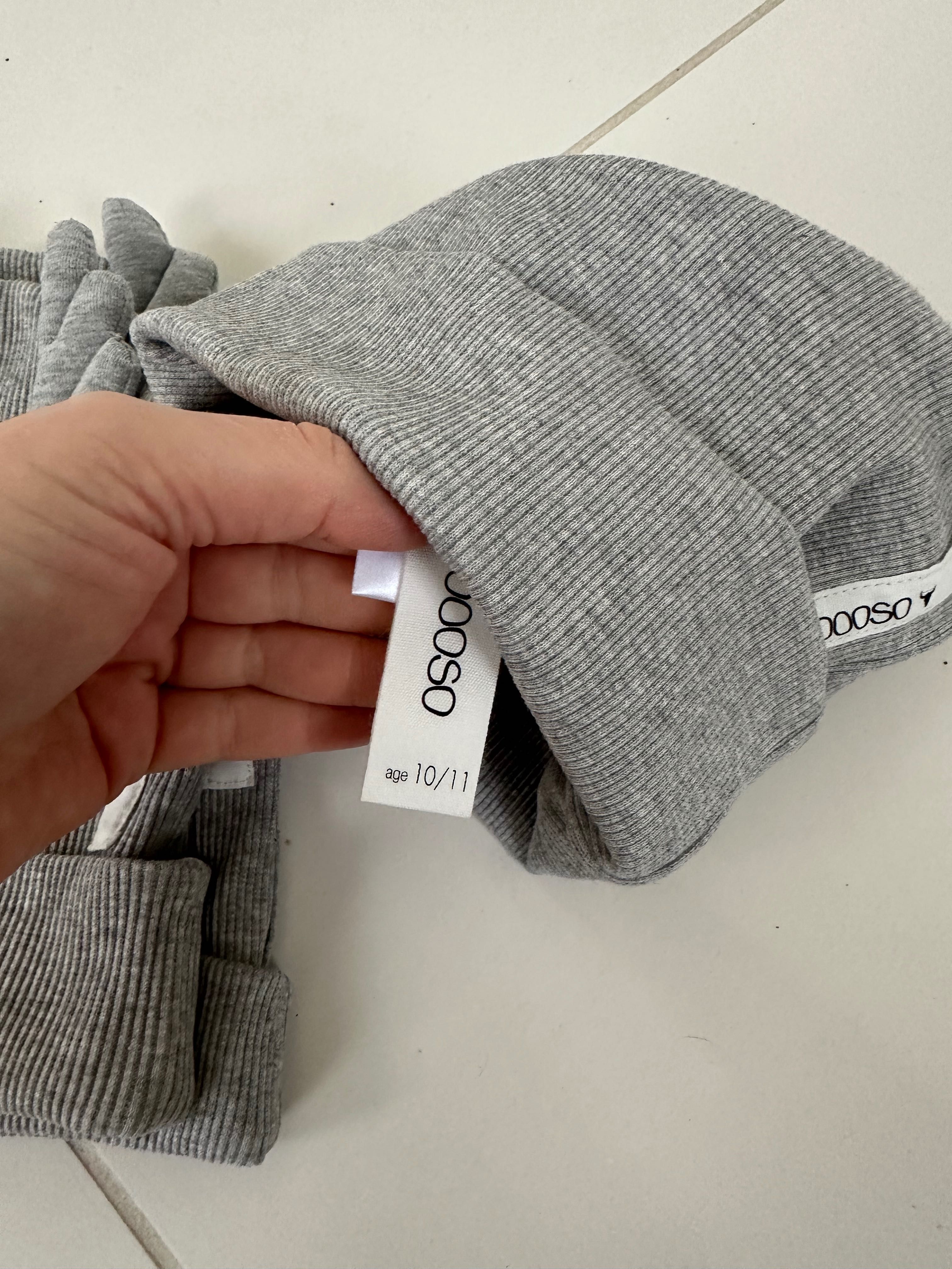 BOOSO czapka rodzinny zestaw- BEANIE WINGS double gray marl 3 szt