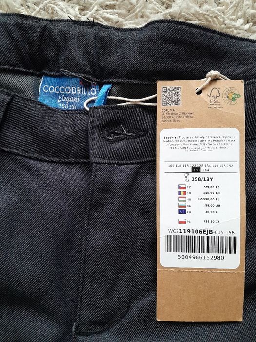 Nowe Spodnie chlopiece Cocodrillo 158