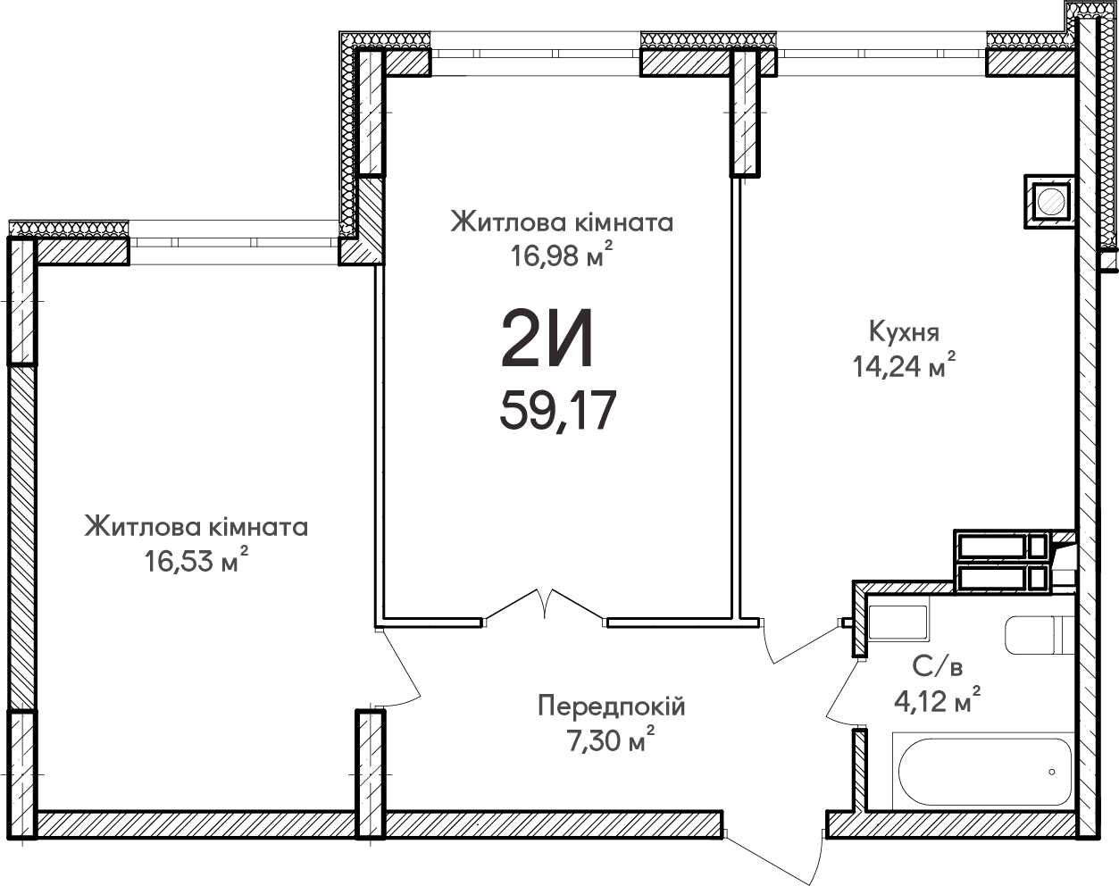 2к квартира з теплою підлогою,штукатуркою,стяжкою,котлом.Без комісії!