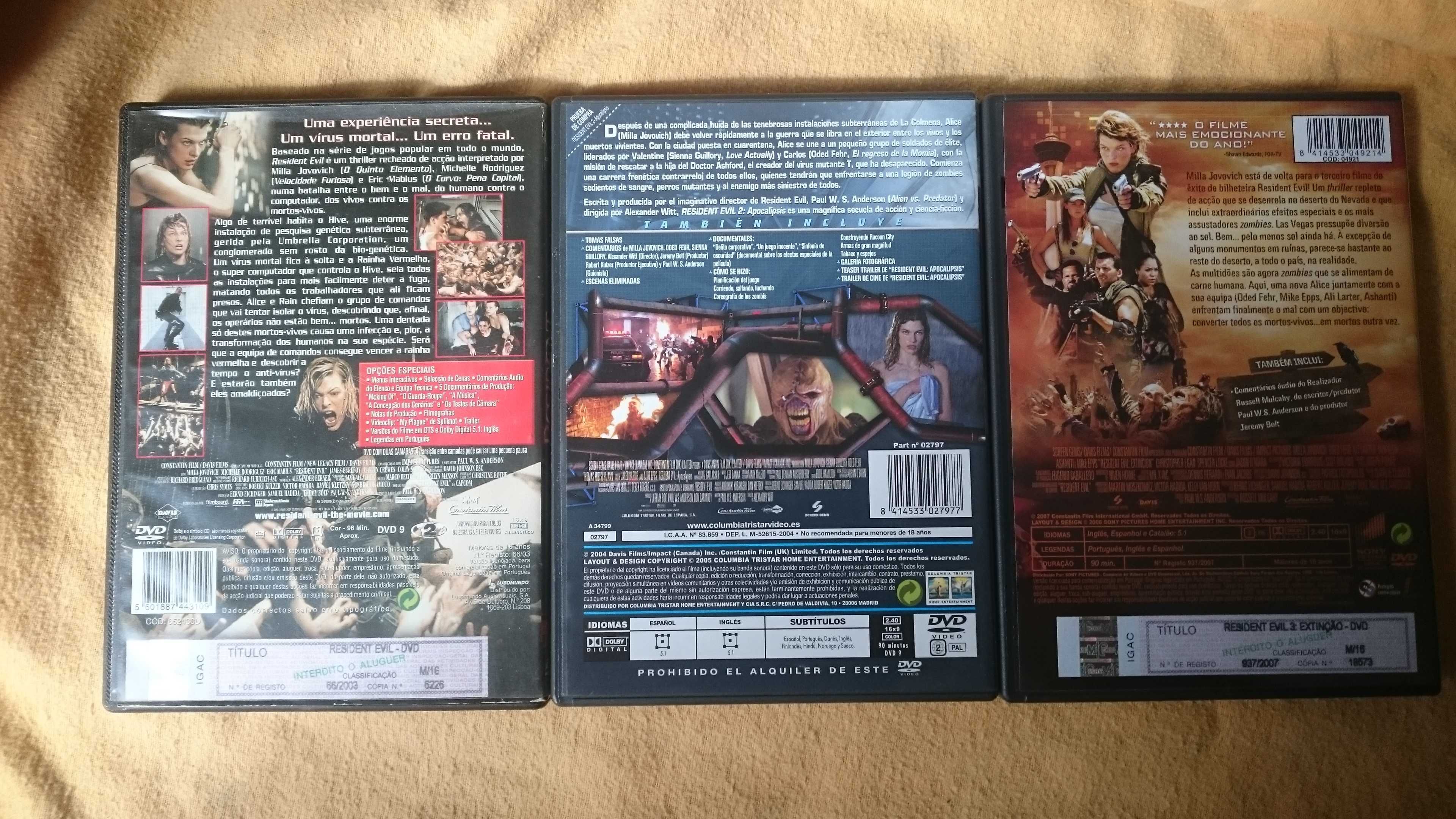 Trilogia Resident Evil 1 2 e 3 DVD Legendas Portugues