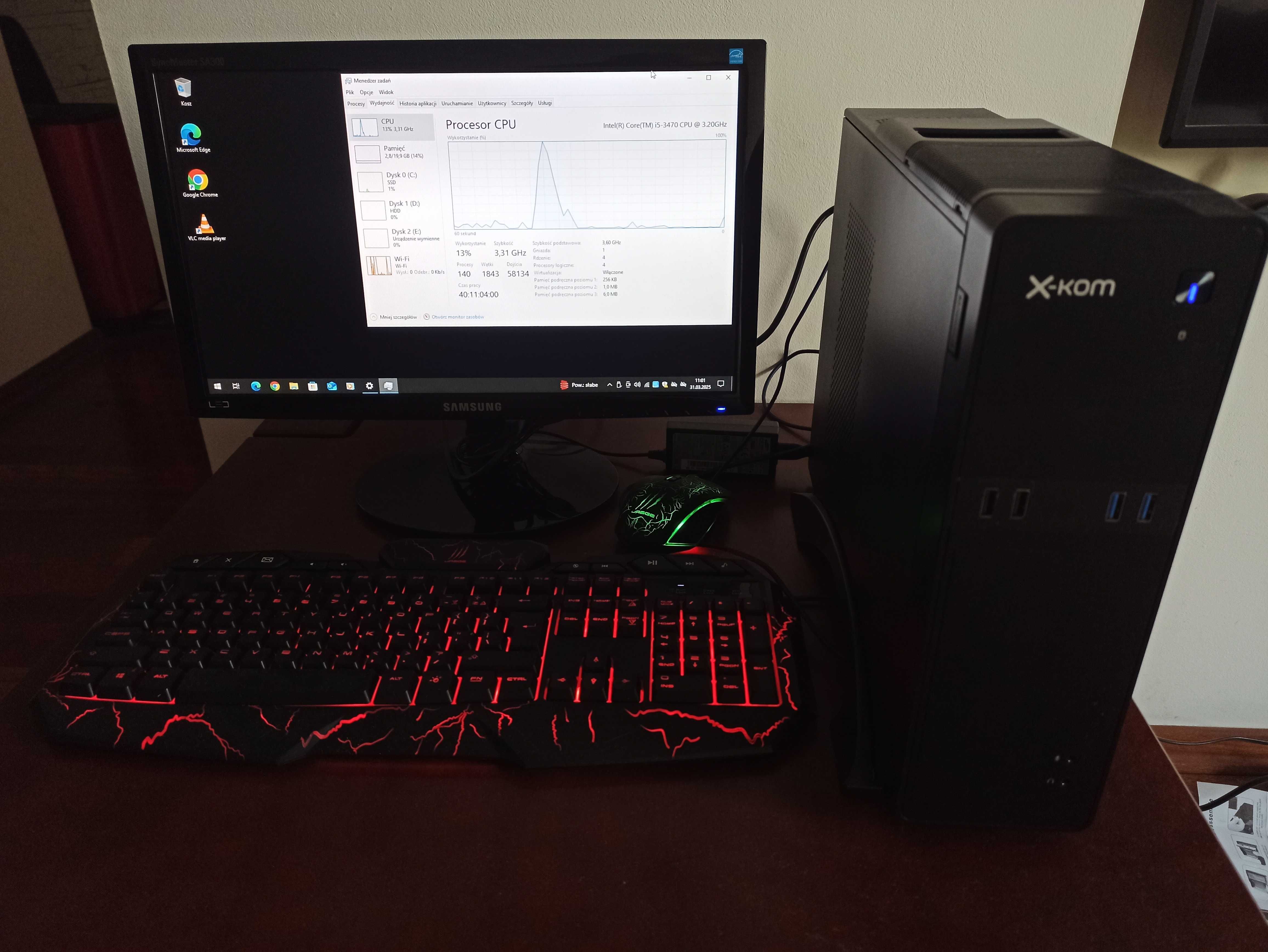 Komputer z procesorem Intel Core i5 20GB RAM dyski SSD/SATA, monitor.