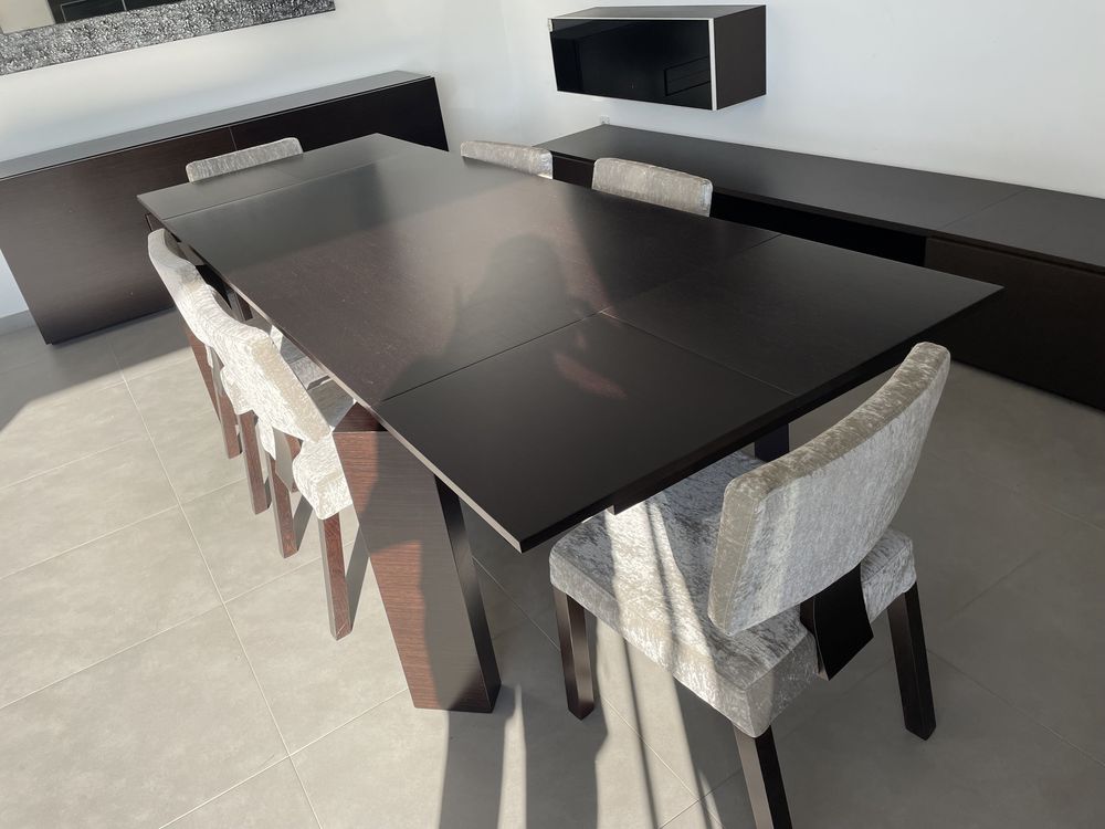 Mesa wengue extensível + 6 cadeiras