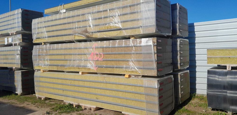 Płyta warstwowa 120mm WEŁNA P.POŻ II gat, NOWA biała/biała