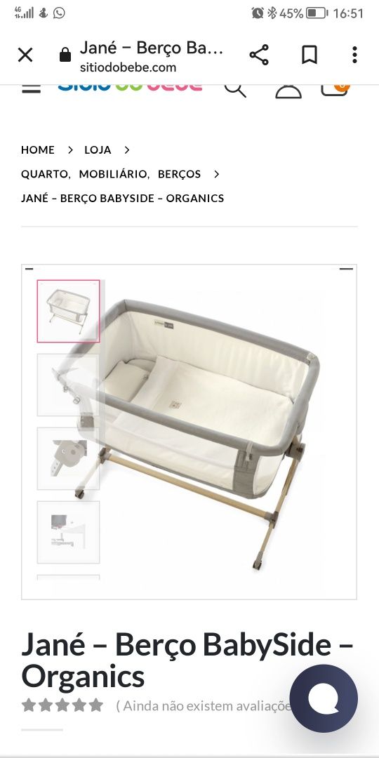 Baby side da Jané. Cor melzinho super prático