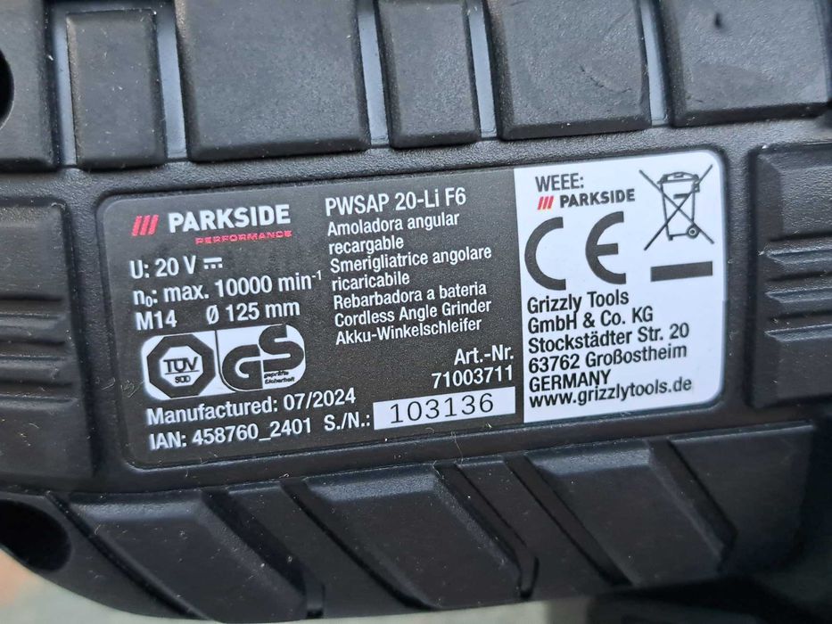 PARKSIDE Болгарка кутова шліфувальна 20в.