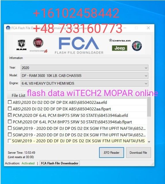 FLASH DATA wiTECH2  Rok subskrypcji MOPAR online