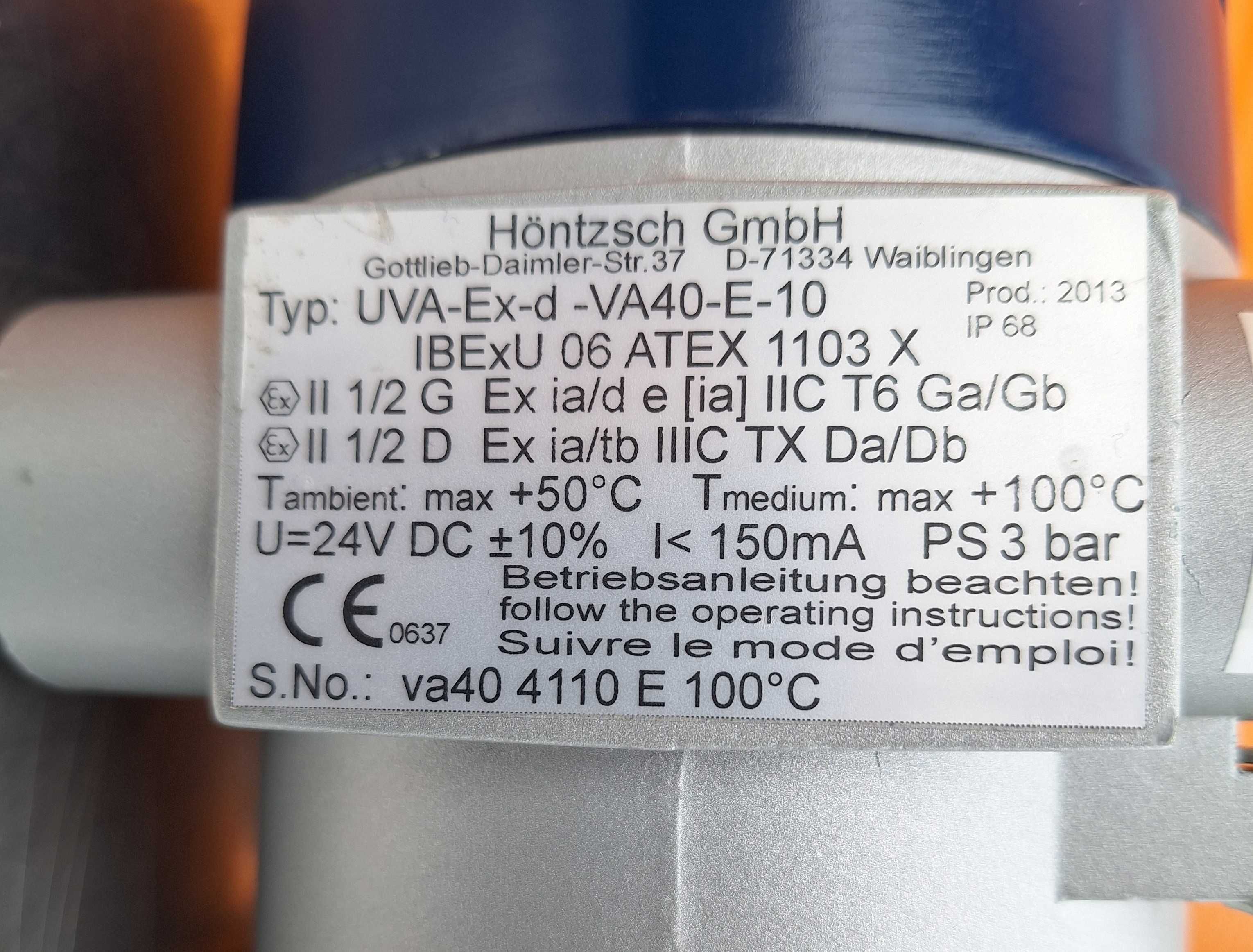 Sonda Wirowa Czujnik Wibracyjny Hontzsch VA40 Cieczy Gazów Vortex