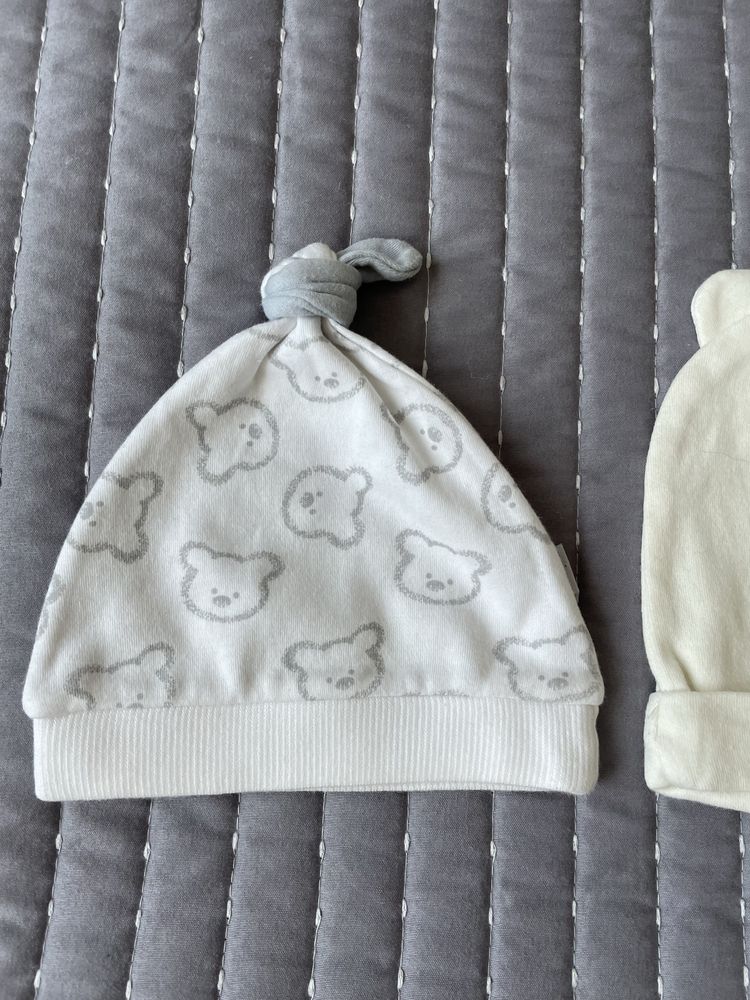 Komplet czapeczka niemowlęca 3 sztuki