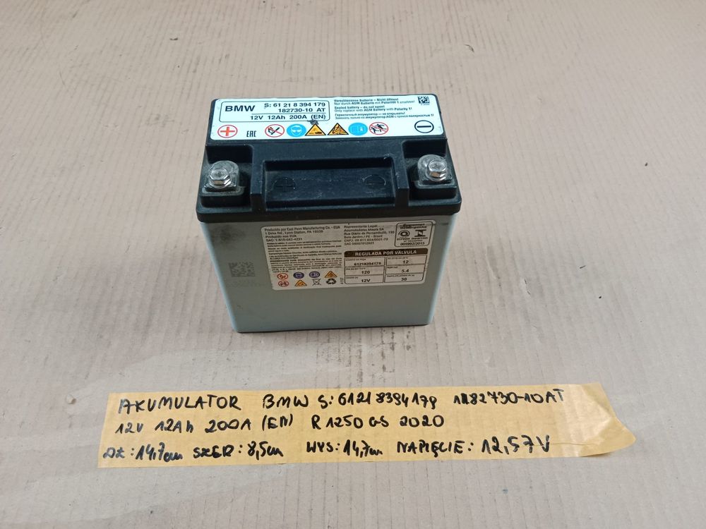 Akumulator Motocyklowy BMW 12v 12Ah 200A R1200 R1250 RS GS R RT F900 R