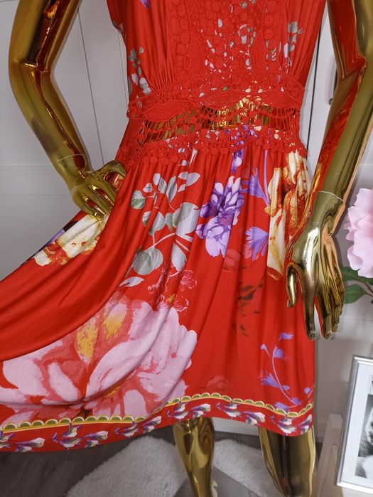 Nowa sukienka w kwiaty z koronką Bonprix R.40/42