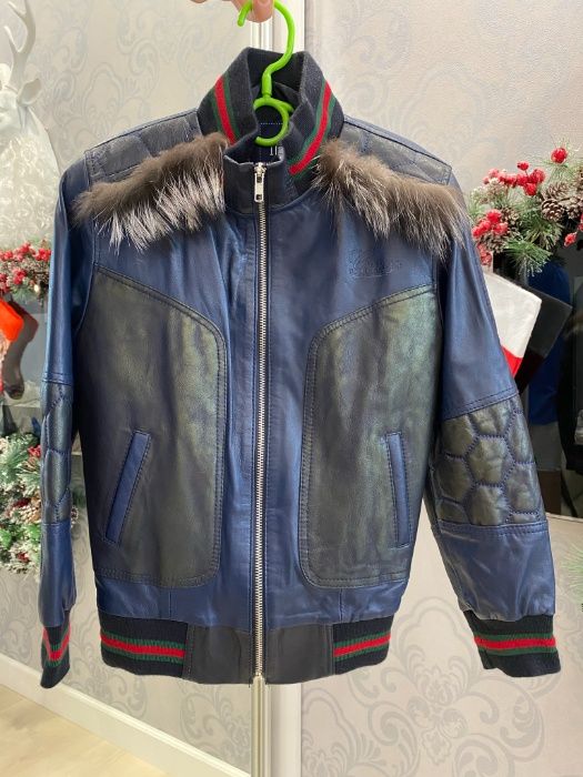 Куртка детская кожаная в стиле Gucci