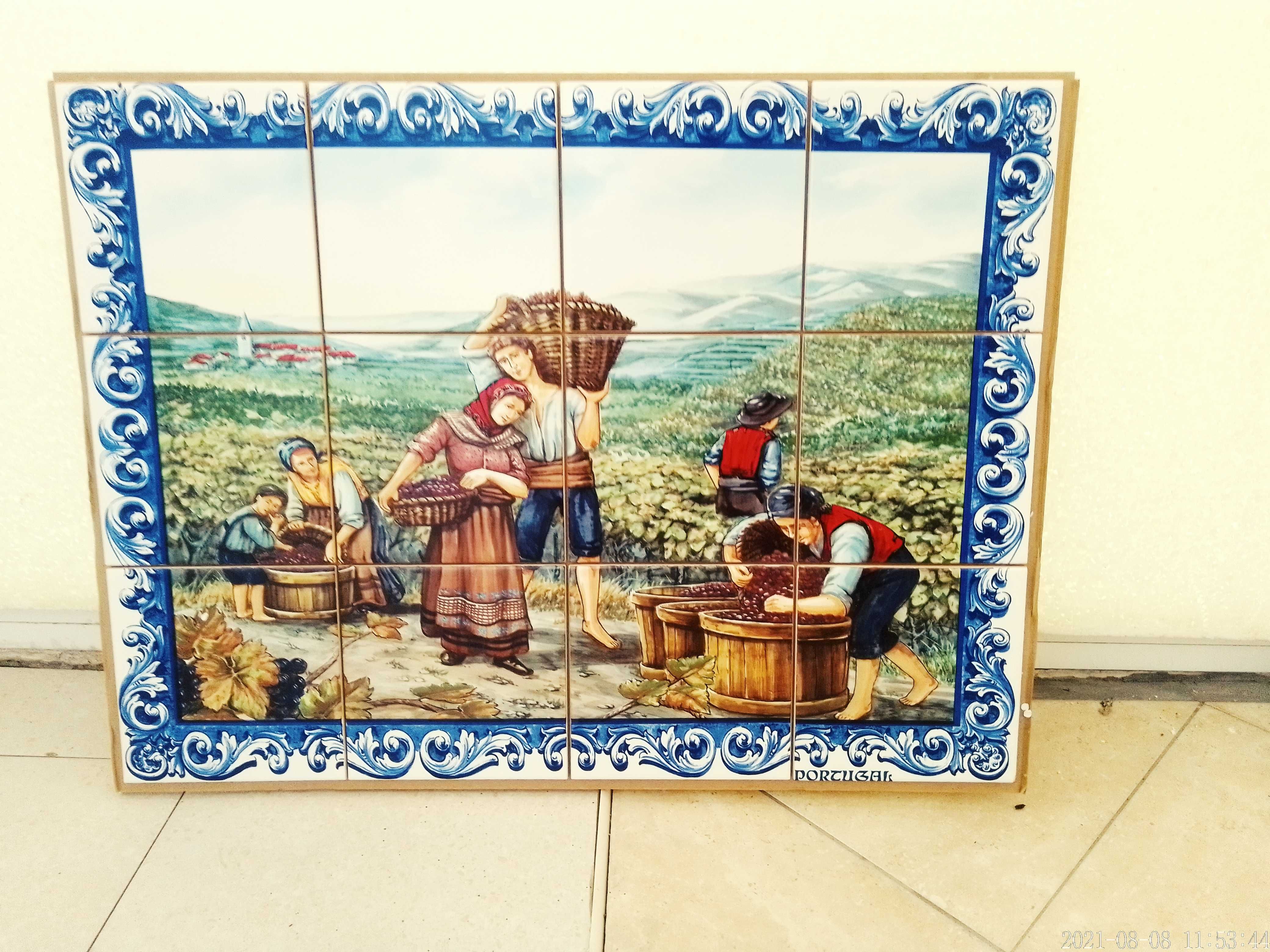 Painéis de AZULEJOS Socalcos do Douro Vinha Vindimas Vinho Porto Cacho